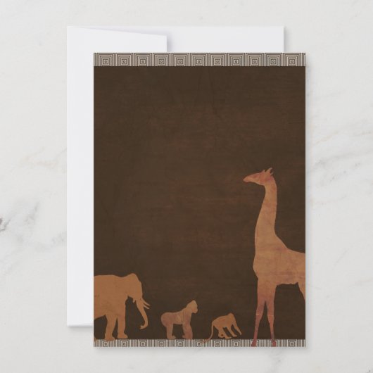 アフリカのサファリジャングル動物園の動物の赤ちゃんシャワー 招待状 (裏面)