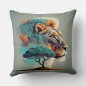 アフリカのサファリライオンの頭 クッション (裏面)