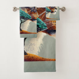 アフリカのサファリライオンの頭 バスタオルセット