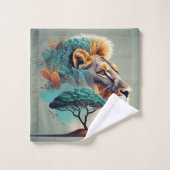 アフリカのサファリライオンの頭 バスタオルセット (ウォッシュタオル)