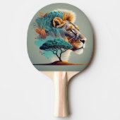 アフリカのサファリライオンの頭 卓球ラケット (正面)