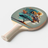 アフリカのサファリライオンの頭 卓球ラケット (正面アングル)