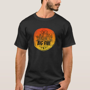 アフリカのサファリヴィンテージゾウの大きな5頭。 Tシャツ