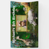 アフリカのサファリ動物の森林動物園の誕生日写真 横断幕 (縦)