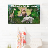 アフリカのサファリ動物の森林地帯の写真の誕生日 横断幕 (インサイチュ)