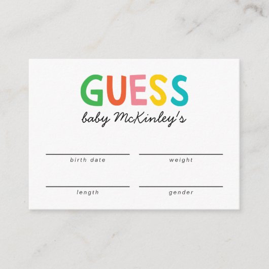 アフリカのサファリ動物の赤ちゃんシャワー推理ゲーム エンクロージャーカード (正面)