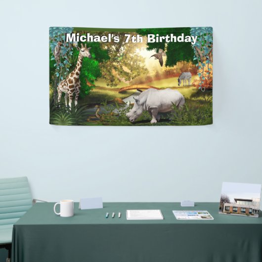 アフリカのサファリ動物林地動物園の誕生日 横断幕 (トレードショー)