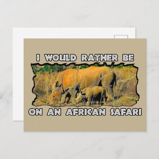 アフリカのサファリ系のサイの品種を好む シーズンポストカード (正面/裏面)