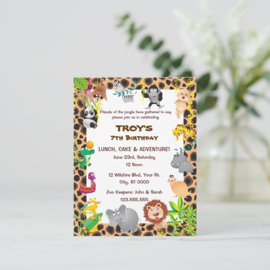 アフリカのサファリ·キッド誕生日パーティーの招待 招待状 (スタンド正面)