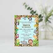 アフリカのサファリ-最初誕生日のパーティの招待状 招待状 (スタンド正面)