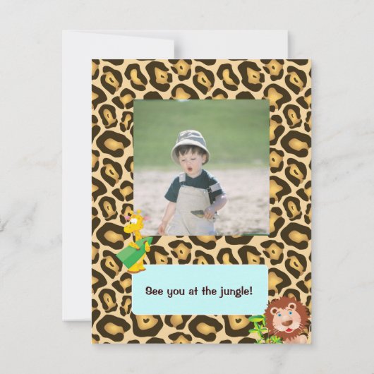 アフリカのサファリ-最初誕生日のパーティの招待状 招待状 (裏面)