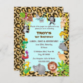 アフリカのサファリ-最初誕生日のパーティの招待状 招待状 (正面/裏面)