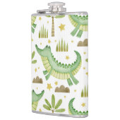 アフリカのサファリ:水の色のワニとヤシの木 フラスク (左)