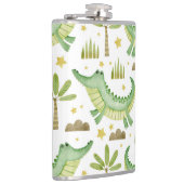 アフリカのサファリ:水の色のワニとヤシの木 フラスク (右)