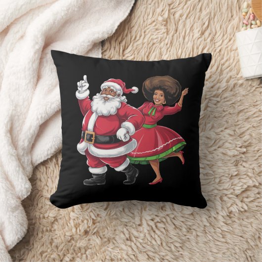 アフリカのサンタとクロースが踊るアメリカのクリスマス クッション (ブランケット)