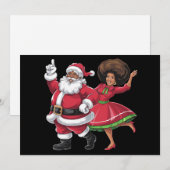 アフリカのサンタとクロースが踊るアメリカのクリスマス シーズンカード (正面/裏面)