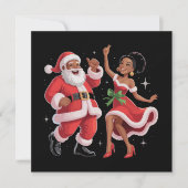 アフリカのサンタとクロースが踊るアメリカのクリスマス シーズンカード (正面)