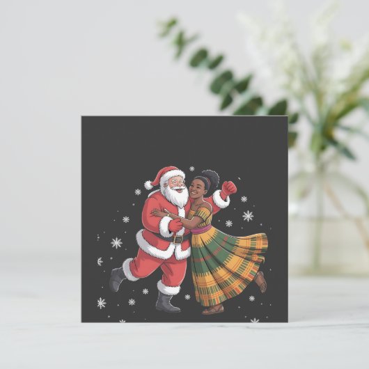 アフリカのサンタクロースとクロース夫人 ダンシング アフリカ系アメリカ人   招待状 (スタンド正面)