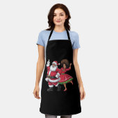 アフリカのサンタ夫人クロース踊りアメリカのクリスマス エプロン (着用した状態)