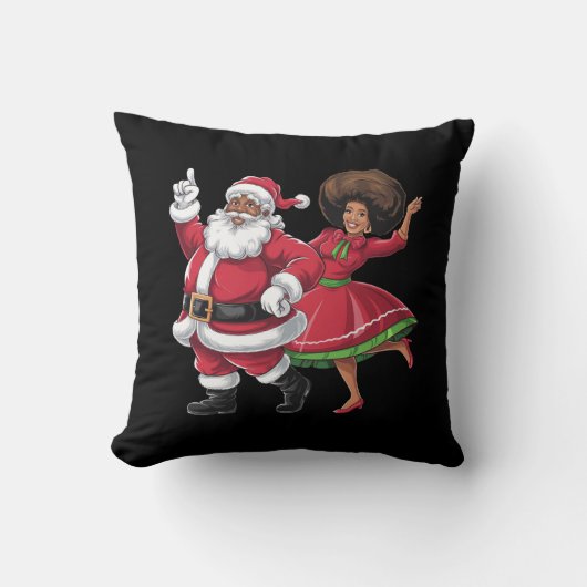 アフリカのサンタ夫人クロース踊りアメリカのクリスマス クッション (正面)
