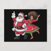 アフリカのサンタ夫人クロース踊りアメリカのクリスマス シーズンポストカード (正面)