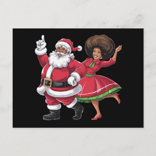 アフリカのサンタ夫人クロース踊りアメリカのクリスマス シーズンポストカード (正面)