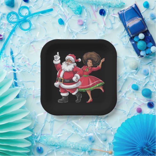 アフリカのサンタ夫人クロース踊りアメリカのクリスマス ペーパープレート (パーティー)