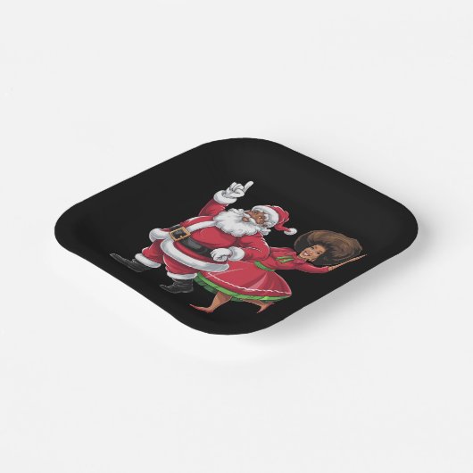 アフリカのサンタ夫人クロース踊りアメリカのクリスマス ペーパープレート (傾斜あり)