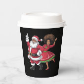 アフリカのサンタ夫人クロース踊りアメリカのクリスマス 紙コップ (正面)