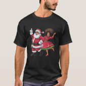 アフリカのサンタ夫人クロース踊りアメリカのクリスマス Tシャツ (正面)