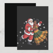 アフリカのサンタ クロースとダンシングするアフリカ系アメリカ人の女性 招待状 (正面/裏面)