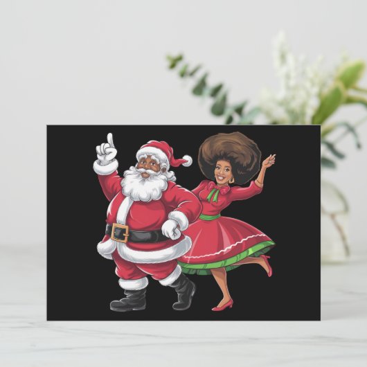 アフリカのサンタ クロースの妻が踊るアメリカのクリスマス シーズンカード (スタンド正面)