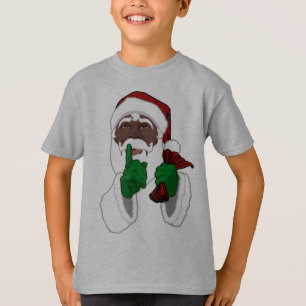 アフリカのサンタ・シャツ・キッドのブラック・サンタTシャツ Tシャツ