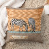 アフリカのシマウマタンのオレンジおよび青の装飾用クッション クッション (ブランケット)