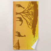 アフリカのシルエットの日没のデザイン ビーチタオル (正面)