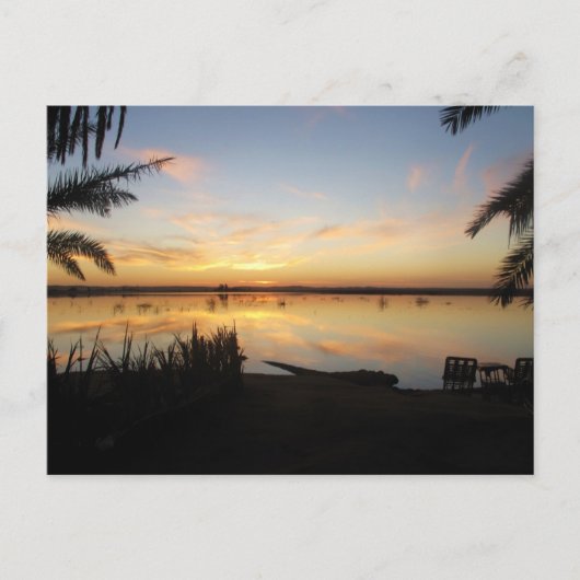 アフリカのシワ・オアシス州ファトナス島での夕日 ポストカード (正面)