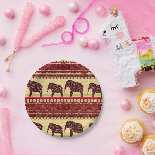 アフリカのシームレスエト伝統的ノゾウのトライバル ペーパープレート (パーティー)