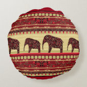 アフリカのシームレスエト伝統的ノゾウのトライバル ラウンドクッション (裏面)