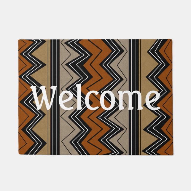 アフリカのジグザグ模様 ドアマット (正面)