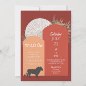 アフリカのジャングルサファリ ライオン ワイルドワン 招待状 (正面)