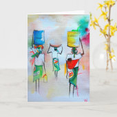 アフリカのスタイルの挨拶状 カード (黄色い花)