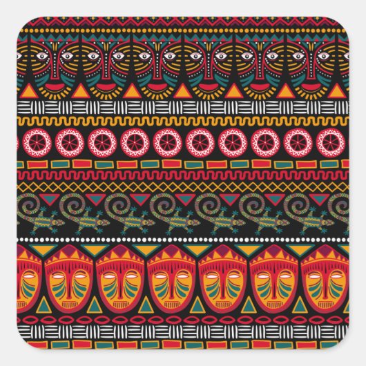 アフリカのスタイル：装飾的なパターン喜び。 スクエアシール (正面)