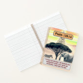 アフリカのセレニティ:象、ゼブラ、詩篇139:14 ノートブック (内部)