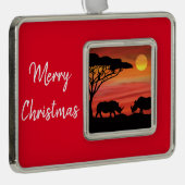 アフリカのセレンゲティのサイ シルバープレートフレームオーナメント (右)