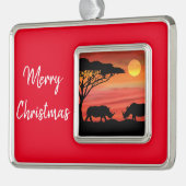 アフリカのセレンゲティのサイ シルバープレートフレームオーナメント (左)