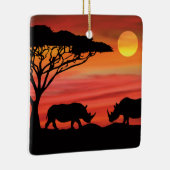 アフリカのセレンゲティのサイ セラミックオーナメント (右)