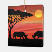 アフリカのセレンゲティのサイ セラミックオーナメント (左)