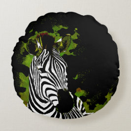 アフリカのゼブラの夜 ラウンドクッション