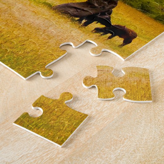 アフリカのゼブラアフリカのサバンナの動物が屋外を旅行 ジグソーパズル (側面)