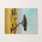 アフリカのゼブラアフリカのサバンナの動物が屋外を旅行 ジグソーパズル (横)